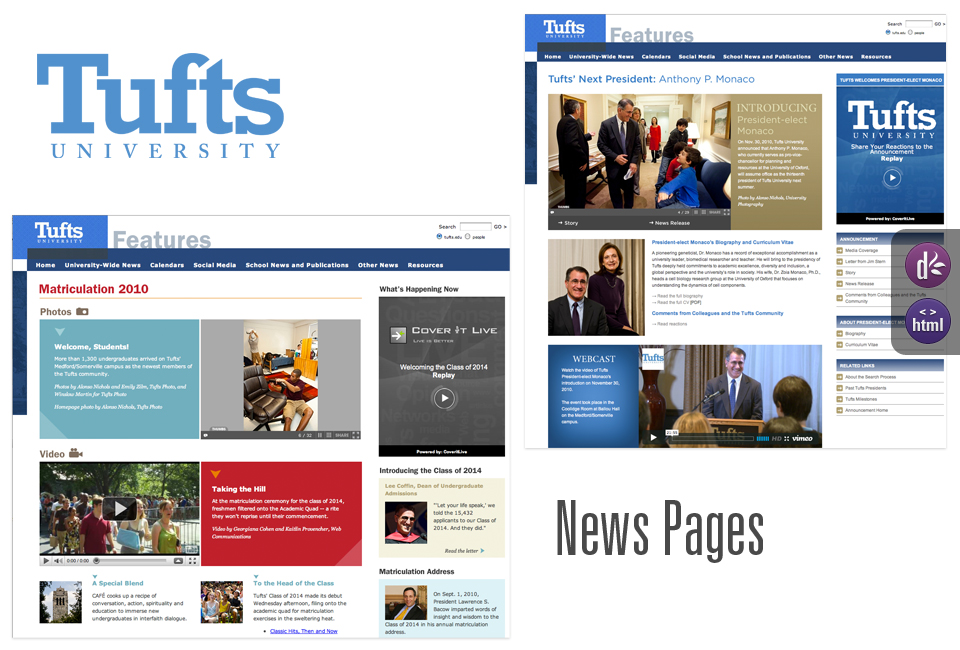 TUFTS News Features pages